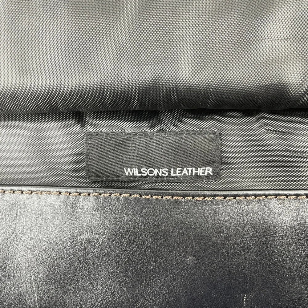 Wilsons Leather Briefcase Black Genuine Leather Double Buckle‎ Messenger Bag